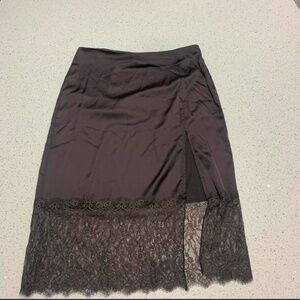 Future Collective Gray Lace Midi Skirt with Slit